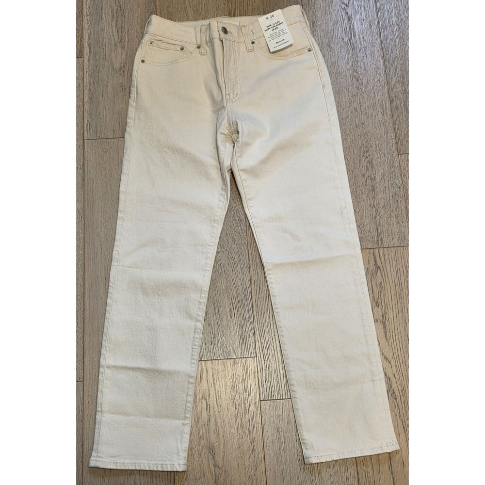 NWT Madewell The Jules Slim Straight Jeans 26 Vintage Canvas Ankle Stretch Read
